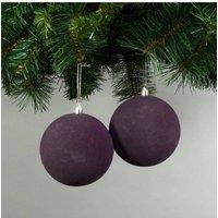 KDMD 10cm Deep Purple Velvet Baubles Set of 4