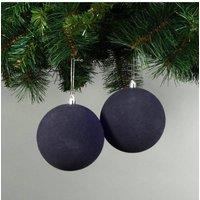 KDMD 10cm Midnight Blue Velvet Baubles Set of 4 in Navy