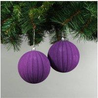KDMD 10cm Purple Velvet Watermelon Baubles Set of 4