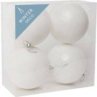 KDMD White Shatterproof Baubles 12cm 4 Pack