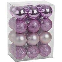 KDMD Pink Shatterproof Baubles 6cm 24 Pack