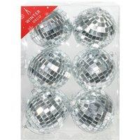 KDMD Silver Disco Baubles 6 Pack Christmas Ornament