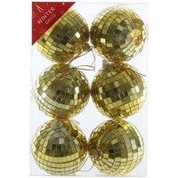 KDMD Gold Disco Ball Baubles 8cm 6 Pack