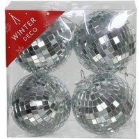 KDMD Silver Disco Bauble 10cm 4 Pack