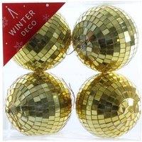 KDMD Gold Disco Ball Baubles 10cm 4 Pack