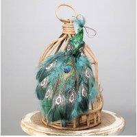 KDMD Green Peacock with clip Christmas Ornament