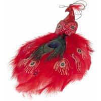 KDMD Red Peacock with Clip 30cm Christmas Ornament