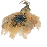 KDMD Gold Glitter Peacock with Clip 30cm in Brown
