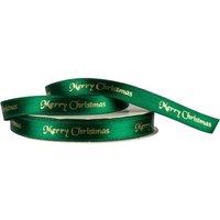 KDMD Green & Gold Merry Christmas Satin Ribbon 10mm