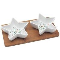 KDMD Star Dishes with Bamboo Tray White