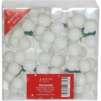 KDMD White Bauble on Wire - Matt Shiny Glitter 72 Pack