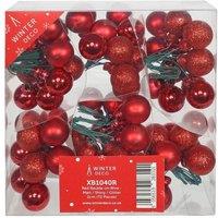 KDMD Red Bauble on Wire - Matt Shiny Glitter 72 Pack