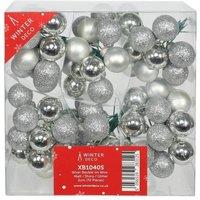 KDMD Silver Bauble on Wire - Matt Shiny Glitter 72 Pack