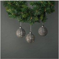 KDMD Naida 8cm Glass Acorn Bauble Pewter & Silver Set of 4