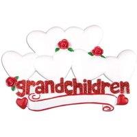 KDMD Personalised Grandchildren Table Topper 6 Hearts in Brown