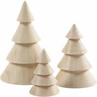 KDMD Wooden Christmas trees Set of 3 in Cream