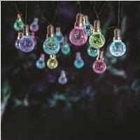 KDMD Warm White Crackled Coloured Bulbs LED Solar Lights 3.8m
