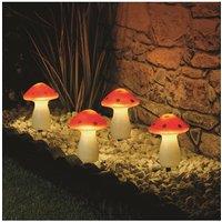 KDMD Red Mushroom Solar String Lights 3.5m Set of 4