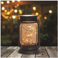 KDMD 2 Solar Glass Jars Warm White Copper Wire LED 10cmX16cm in Black | Size: 10 cmX16 cm