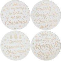 KDMD Gold Glitter Xmas Candleplate 20cm 2 Pack in White