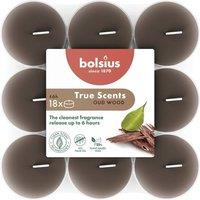 KDMD Bolsius True Scents Clear Cup Tealights- Oud Wood 18 Pack in Taupe