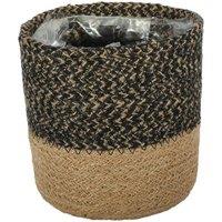 KDMD Black & Natural Jute Basket 14 x 14cm 3 Pack | Size: 14 x 14 cm