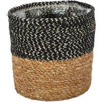 KDMD Natural & Black Seagrass Basket with Liner 16 x 16cm 3 Pack | Size: 16 x 16 cm
