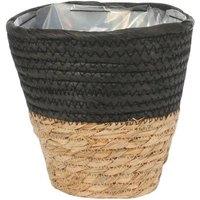 KDMD Round Two Tone Seagrass & Black Paper Basket 16cm 3 Pack