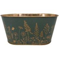 KDMD Dark Green Wild Flowers Oval Zinc Planter 2 Pack