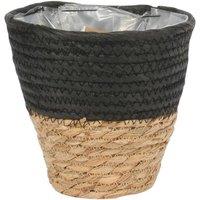 KDMD Round Two Tone Seagrass & Black Paper Basket 19cm 2 Pack