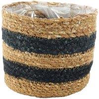 KDMD Natural & Black Striped Seagrass Basket 13cm x 15cm 2 Pack | Size: 13 cm x 15 cm