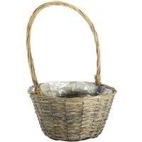KDMD Grey Wash Round Split Willow Basket Handle 30cm Dia 2 Pack in Natural