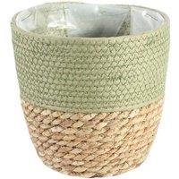 KDMD 19cm Round Two Tone Seagrass & Green Paper Basket