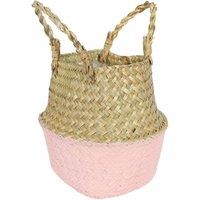 KDMD Pink & Natural Two Tone Basket 17cm in Light Pink