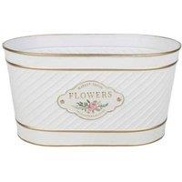 KDMD White Flowers Badge Oval Zinc Planter