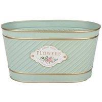KDMD Mint Green Flowers Badge Oval Zinc Planter