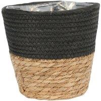 KDMD Round Two-Tone Seagrass & Black Paper Basket 23cm