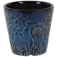 KDMD Ice Blue Hortus Cairns Stamped Pot 13x12.5cm in Dark Blue | Size: 13x12.5 cm