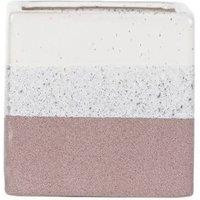 KDMD Hortus Pink & White Bordeaux Stoneware Cube 12.5cm H x 12.5cm W | Size: 12.5 cm H x 12.5 cm W