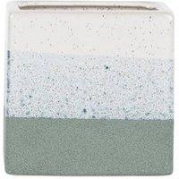 KDMD Hortus Green & White Bordeaux Stoneware Cube 12.5cm H x 12.5cm W | Size: 12.5 cm H x 12.5 cm W