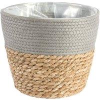 KDMD 23cm Round Two Tone Seagrass & Grey Paper Basket