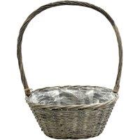 KDMD Grey Oval Basket with Handle 35cm