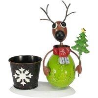 KDMD Novelty Zinc Reindeer with Green Body 7cm pot