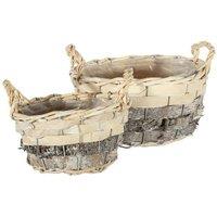 KDMD Round Two Tone Baskets with Ears Set of 2 in Grey