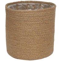 KDMD Natural Jute Braided Rope Round Basket w Liner 18cm