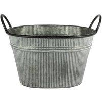 KDMD White Washed Ribbed Trough 33x25.5cm in Silver | Size: 33x25.5 cm
