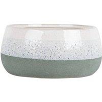 KDMD Hortus Green & White Bordeaux Stoneware Pot 13.5cm H x 25.5cm Dia