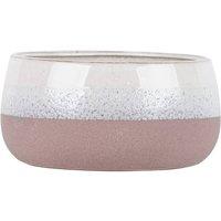 KDMD Hortus Pink & White Bordeaux Stoneware Pot 13.5cm H x 25.5cm Dia