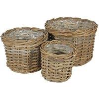 KDMD Round Baskets with Liners Set of 3 in Brown
