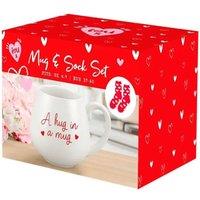 KDMD A Hug in a Mug & Socks Set White